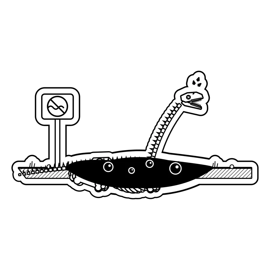 Brachiosaurus — Waded into the tar pit next to the no-swimming sign. dinosaur sticker, Extinction Fails collection