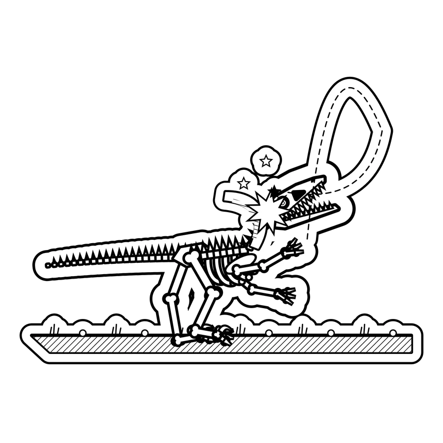 Velociraptor — Threw a boomerang. It came back. dinosaur sticker, Extinction Fails collection