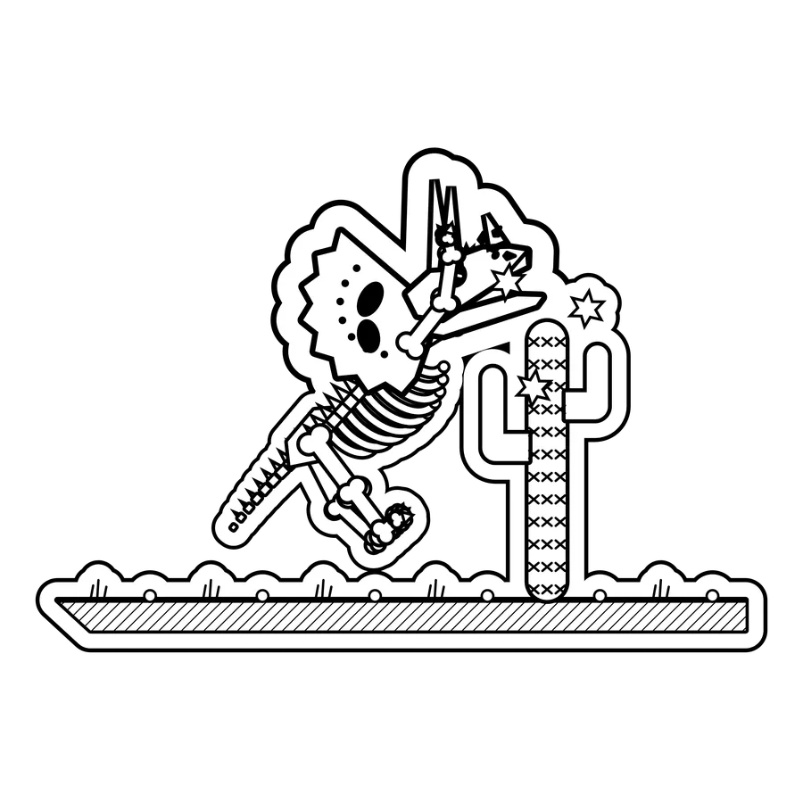 Triceratops — Hugged a cactus. dinosaur sticker, Extinction Fails collection