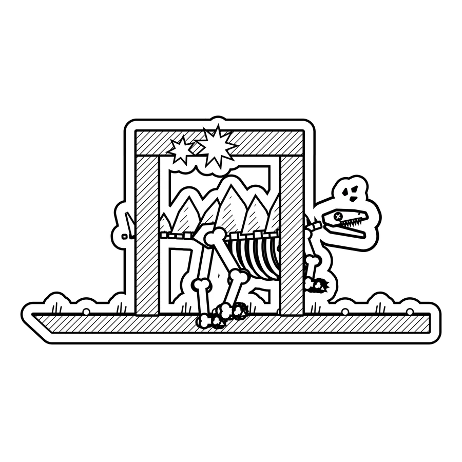 Stegosaurus — Walked sideways through a doorway. Plates jammed. dinosaur sticker, Extinction Fails collection