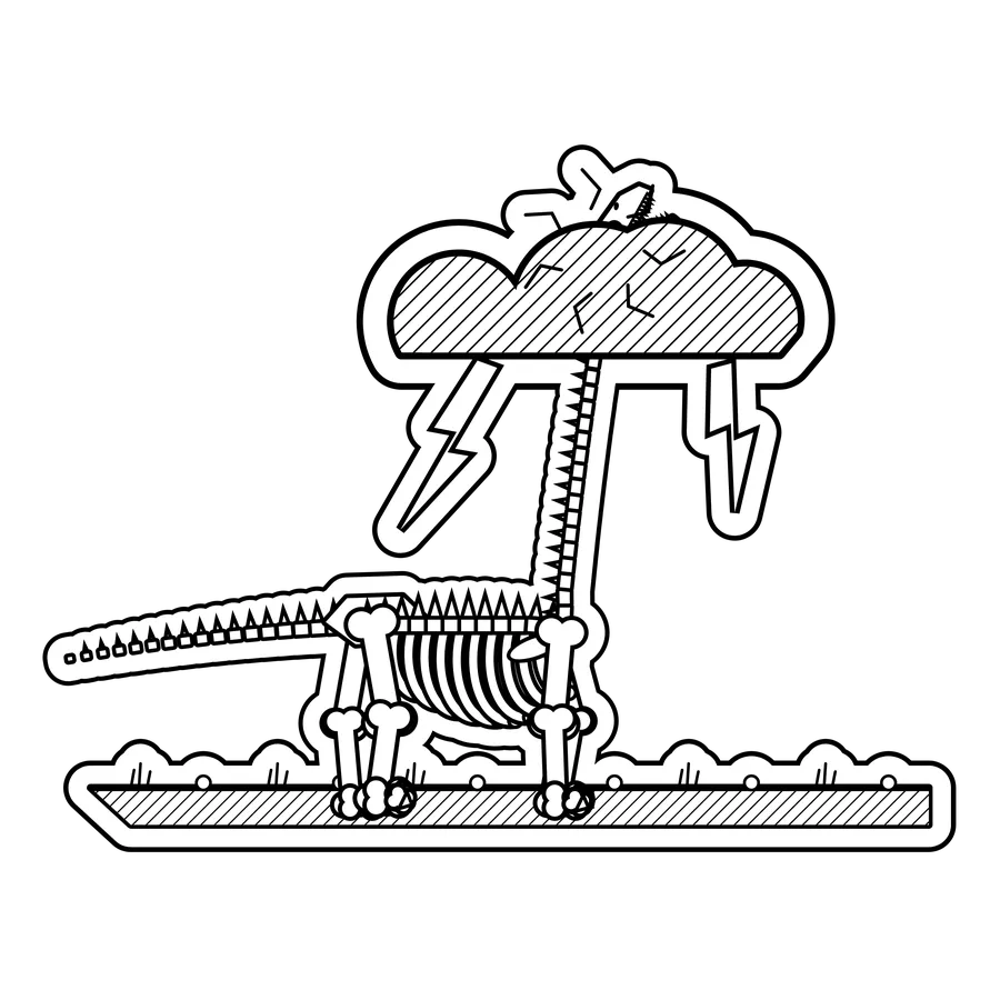 Brachiosaurus — Poked its head into a thundercloud. dinosaur sticker, Extinction Fails collection