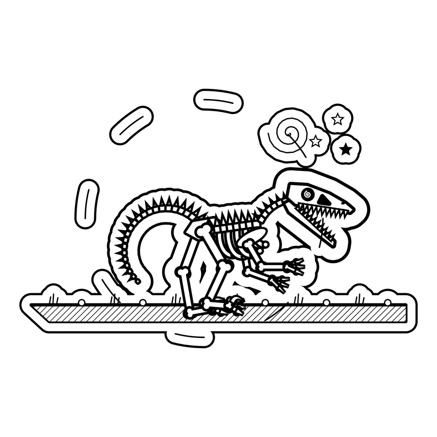 Velociraptor — Chased its own tail until dizzy. dinosaur sticker, Extinction Fails collection
