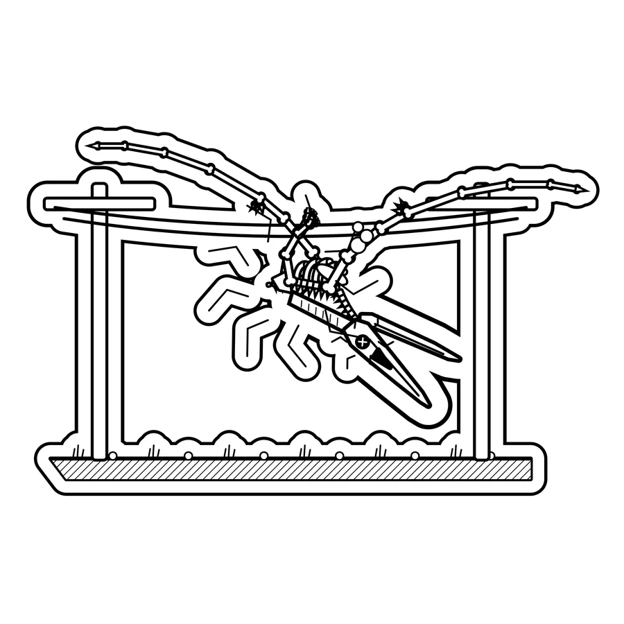 Pteranodon — Perched upside down on a power line. dinosaur sticker, Extinction Fails collection