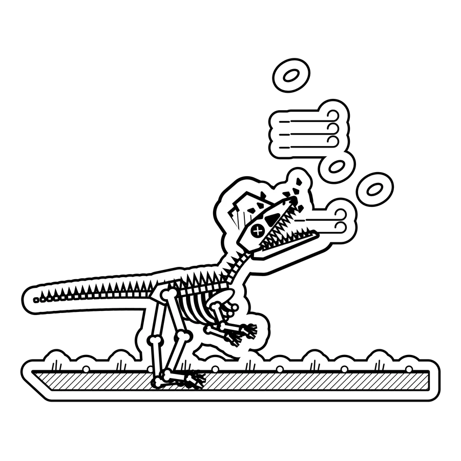 Dilophosaurus — Spat into the wind. dinosaur sticker, Extinction Fails collection
