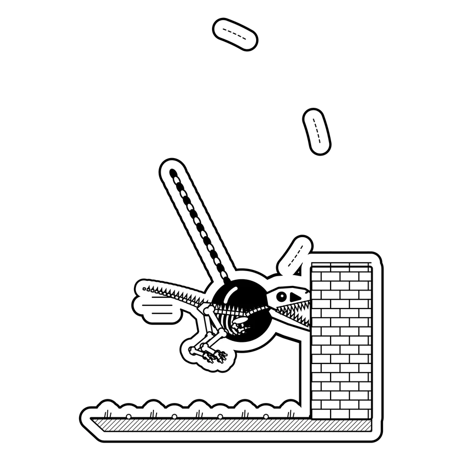Tyrannosaurus rex — Rode a wrecking ball into a wall. dinosaur sticker, Extinction Fails collection