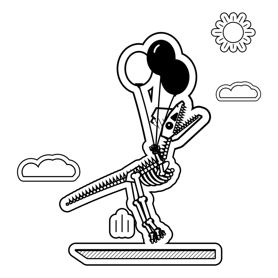 Dilophosaurus — Floated away on three balloons. dinosaur sticker, Extinction Fails collection