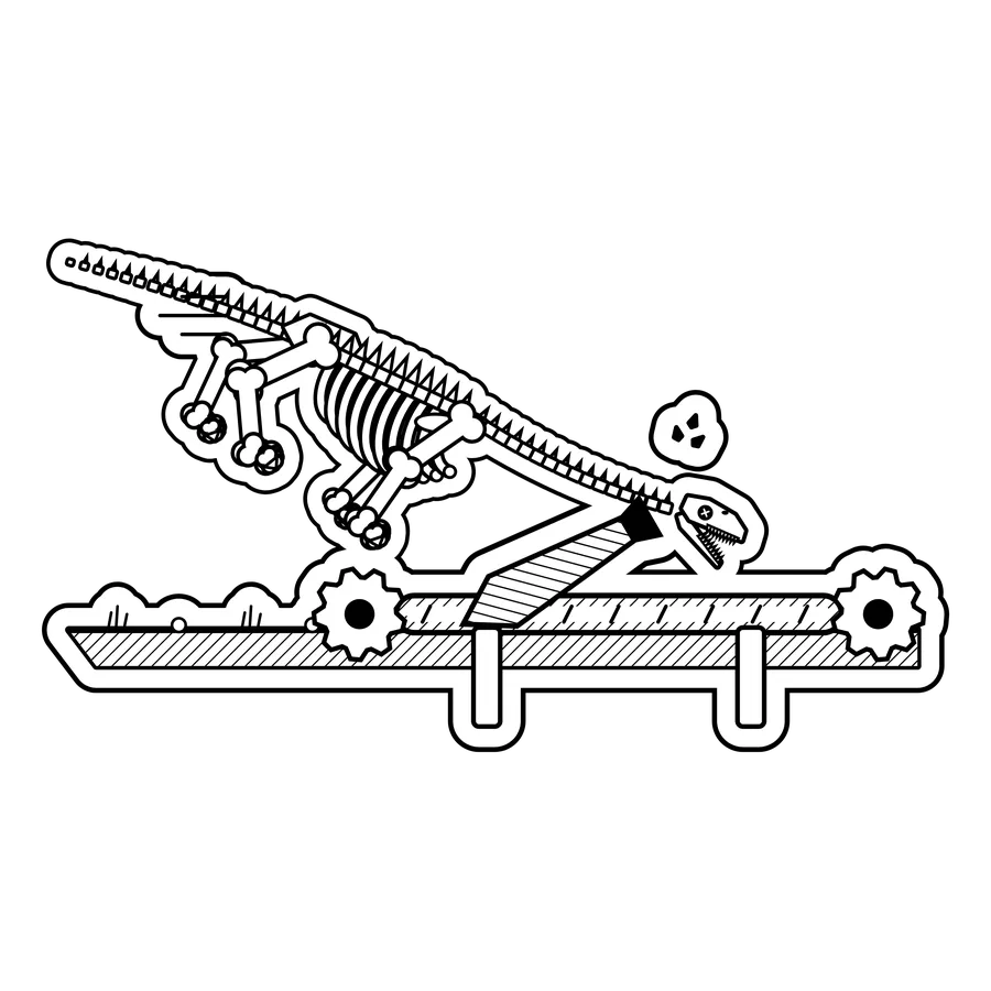 Brachiosaurus — Wore a necktie near the conveyor belt. dinosaur sticker, Extinction Fails collection