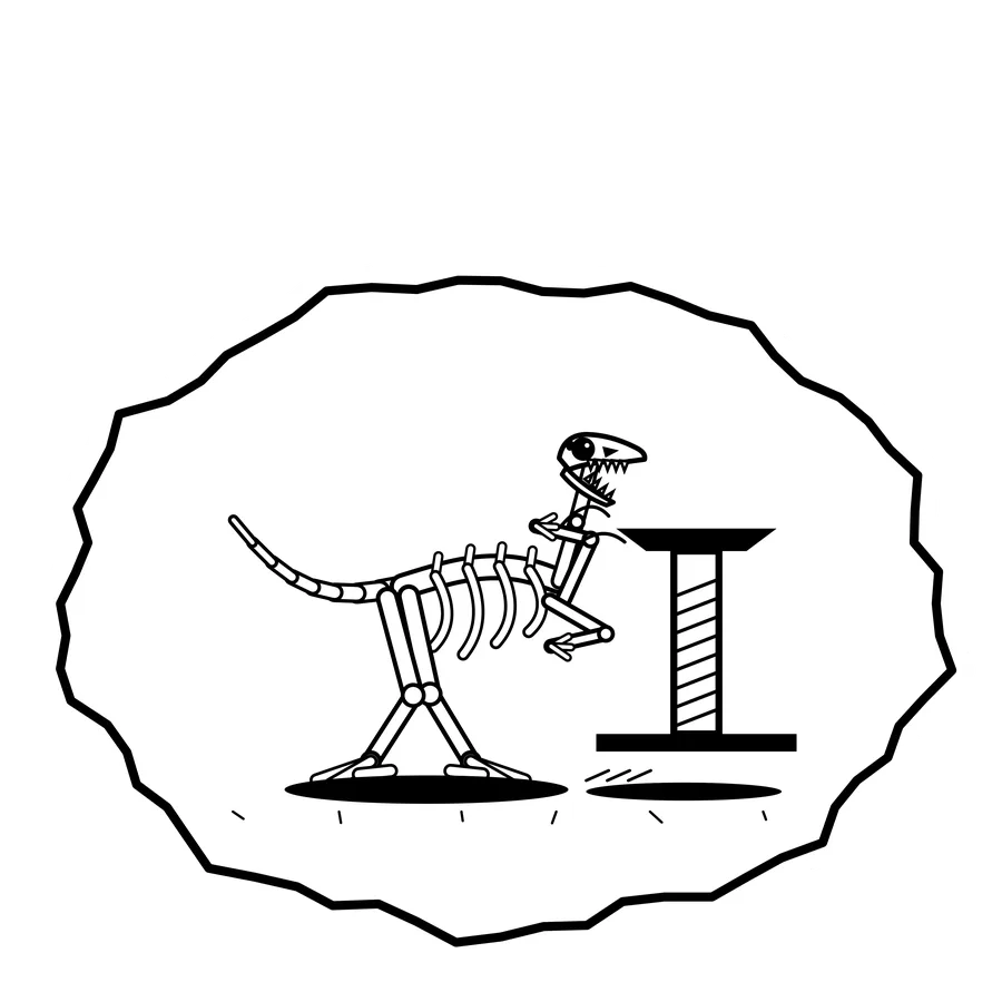 Jack under own perch — Mishap dinosaur sticker, Extinction Fails collection