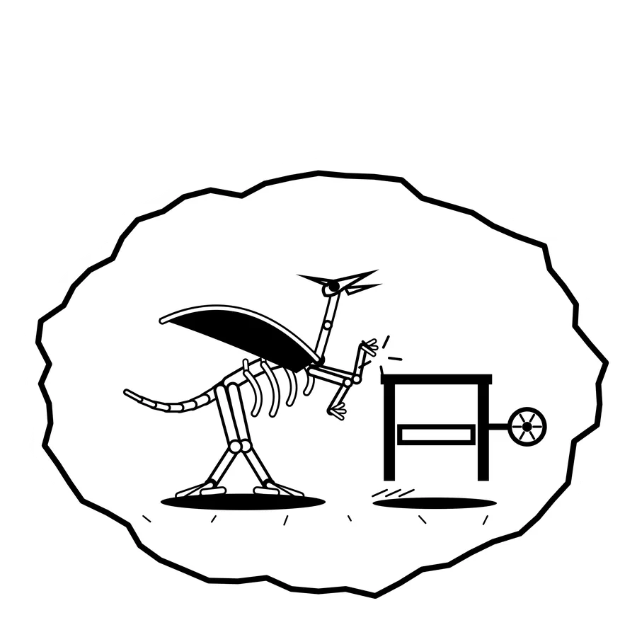 Closing vise — Mishap dinosaur sticker, Extinction Fails collection