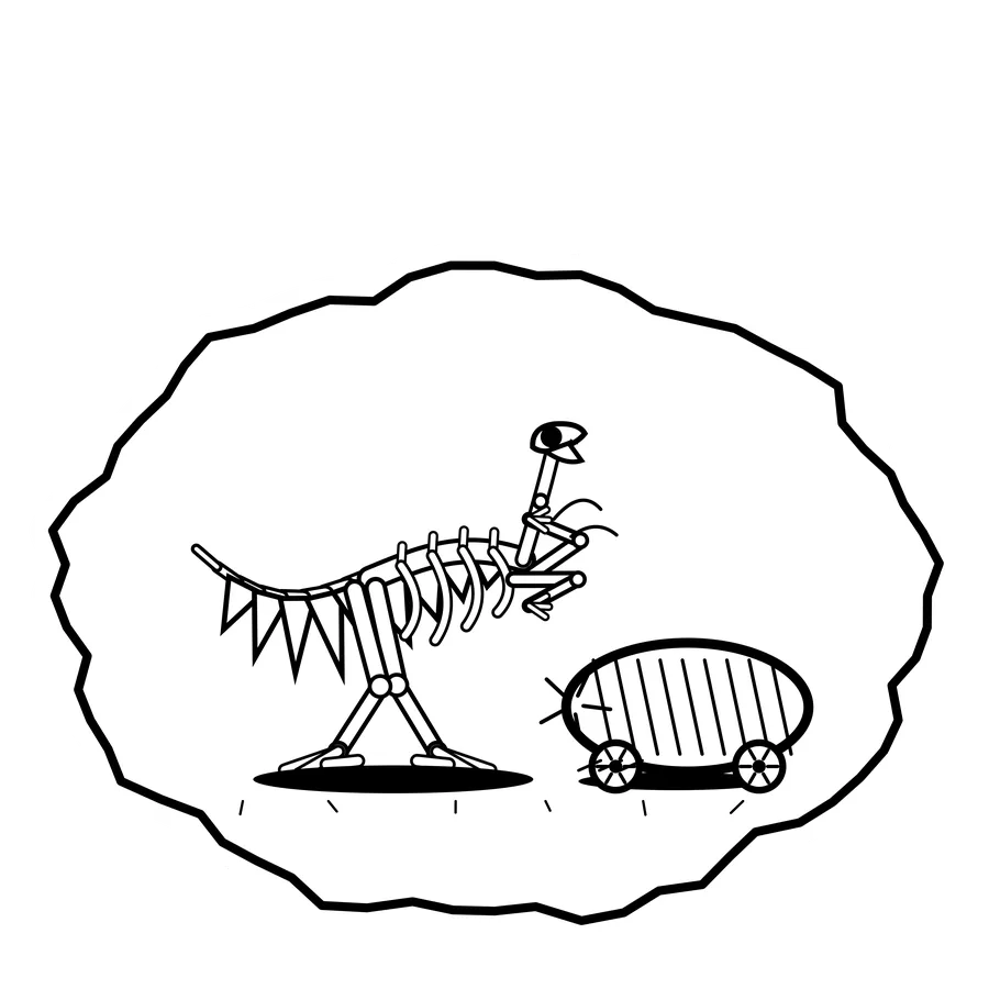 Rolling drum — Mishap dinosaur sticker, Extinction Fails collection