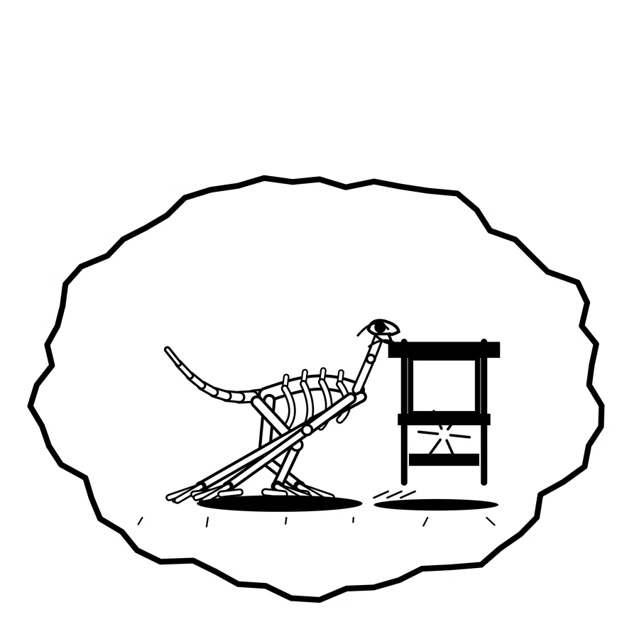 Punch press — Mishap dinosaur sticker, Extinction Fails collection