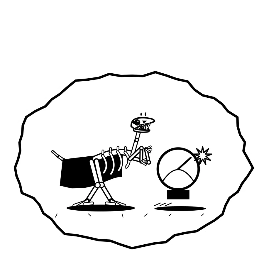 Pressure gauge pop — Mishap dinosaur sticker, Extinction Fails collection
