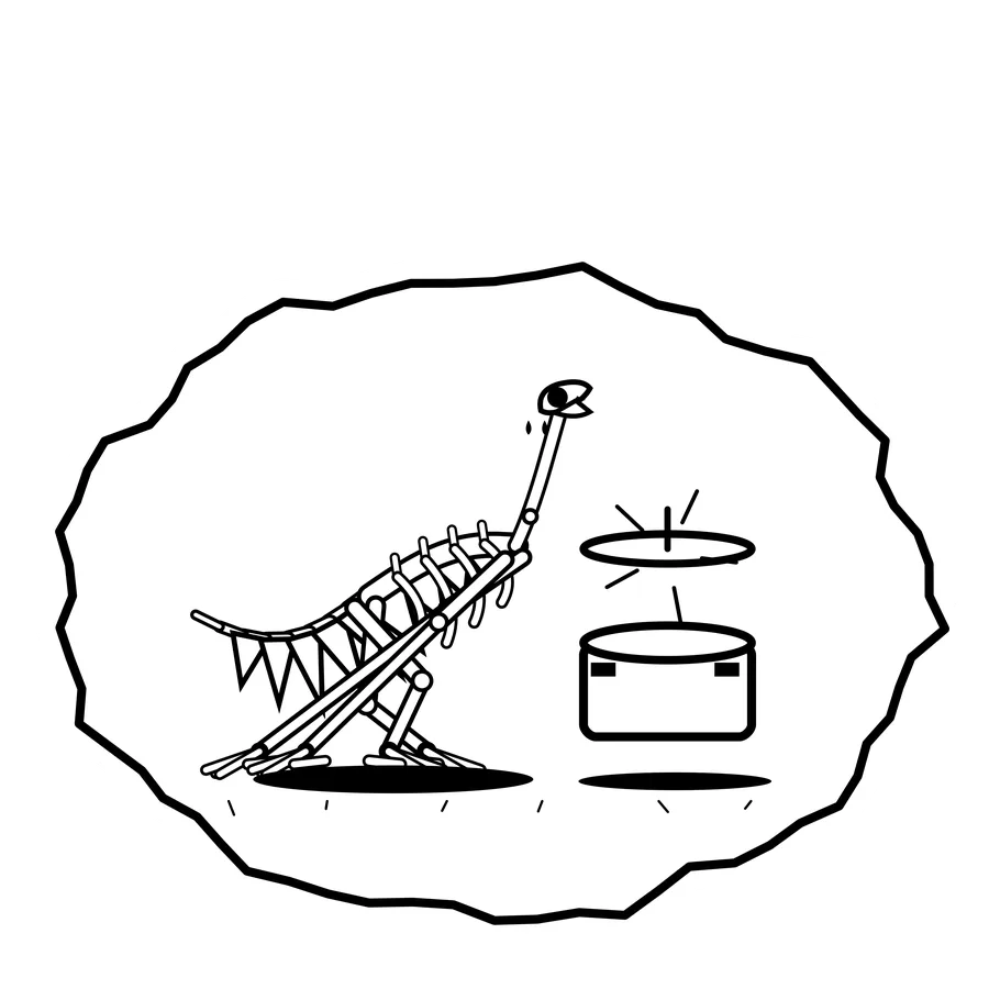 Pot lid launch — Mishap dinosaur sticker, Extinction Fails collection