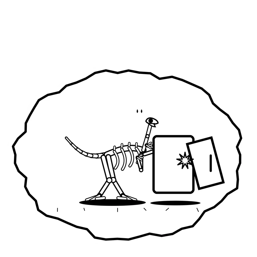 Freezer door flatten — Mishap dinosaur sticker, Extinction Fails collection