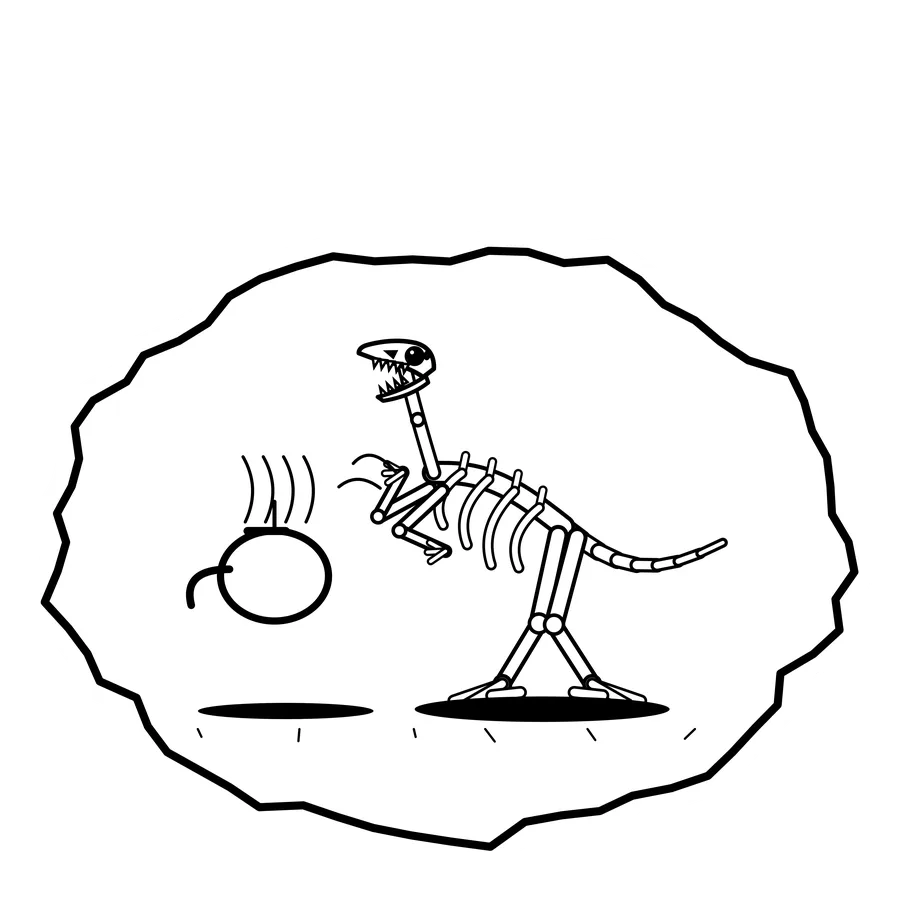 Kettle steam surprise — Mishap dinosaur sticker, Extinction Fails collection