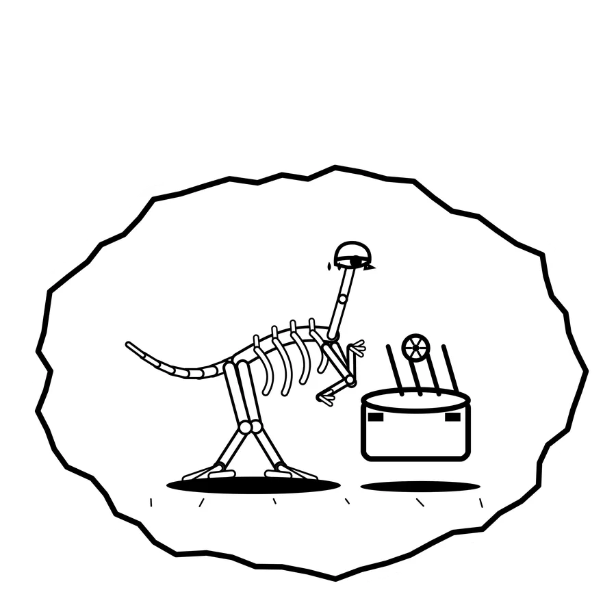 Mixer whisk waltz — Mishap dinosaur sticker, Extinction Fails collection