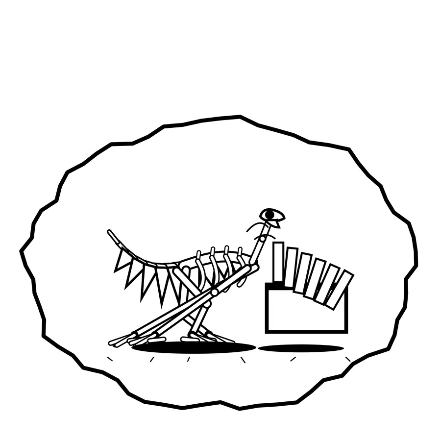 Dish rack collapse — Mishap dinosaur sticker, Extinction Fails collection