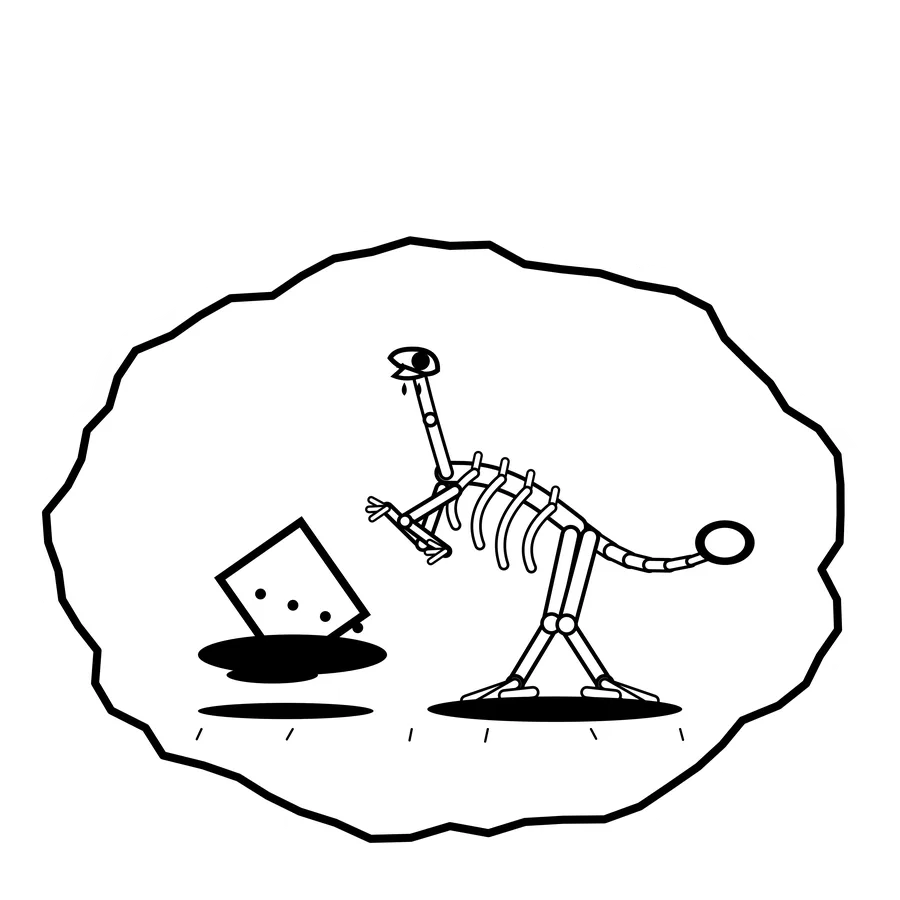 Oil jug slide — Mishap dinosaur sticker, Extinction Fails collection