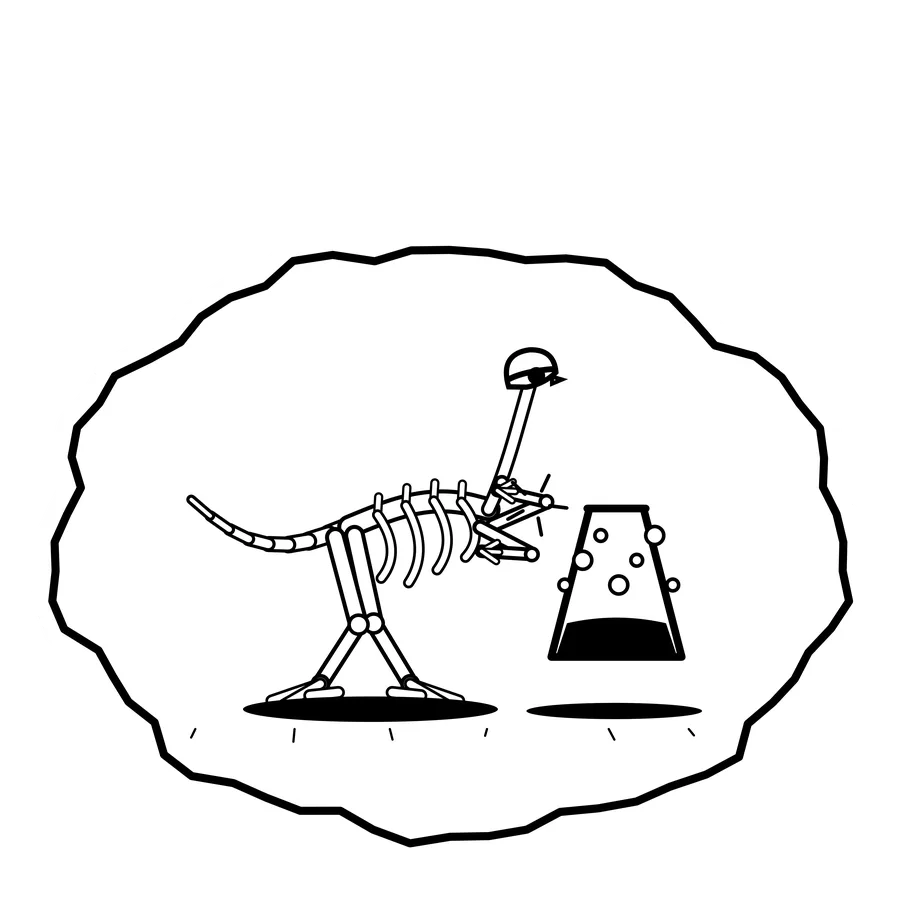 Flask backwash — Mishap dinosaur sticker, Extinction Fails collection