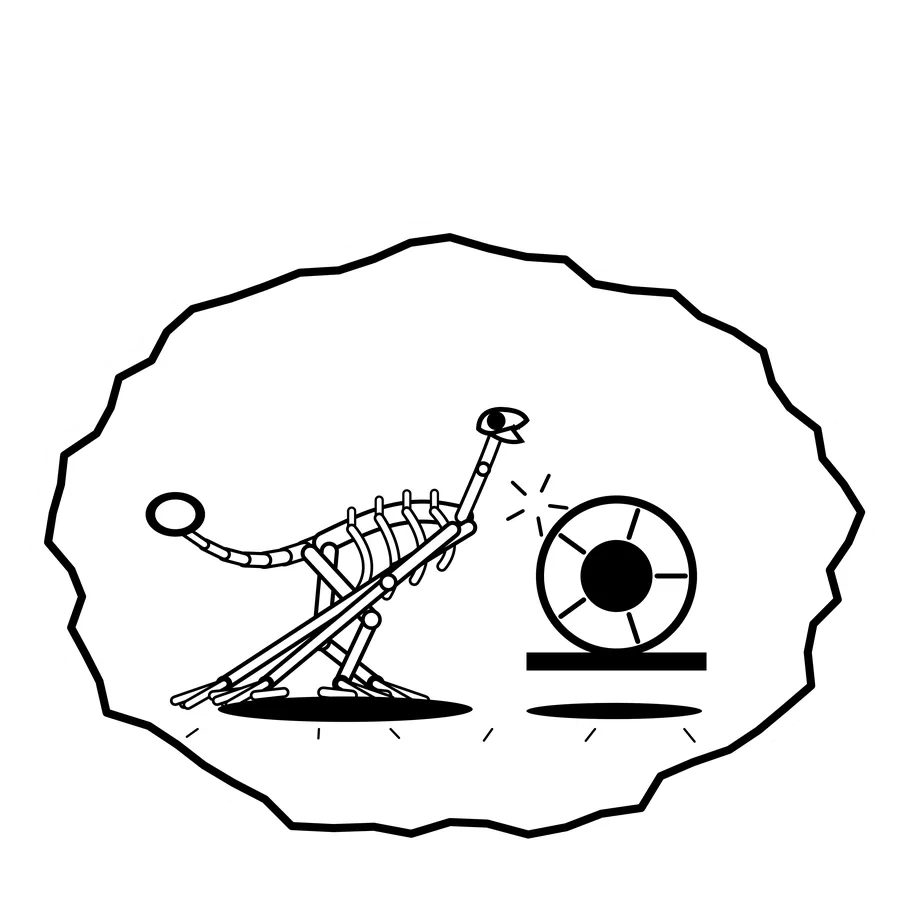 Centrifuge seat — Mishap dinosaur sticker, Extinction Fails collection