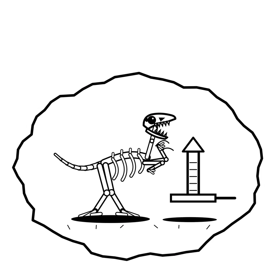 Oversized syringe — Mishap dinosaur sticker, Extinction Fails collection