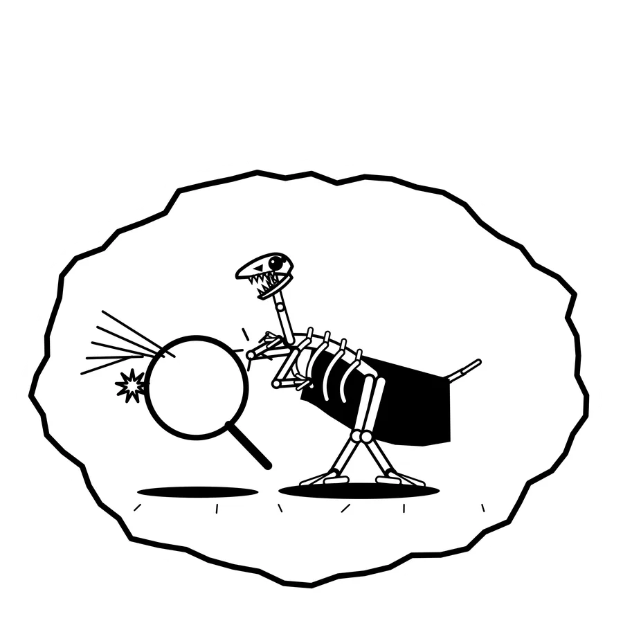 Lens focal point — Mishap dinosaur sticker, Extinction Fails collection