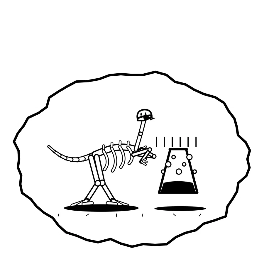 Reagent rain — Mishap dinosaur sticker, Extinction Fails collection