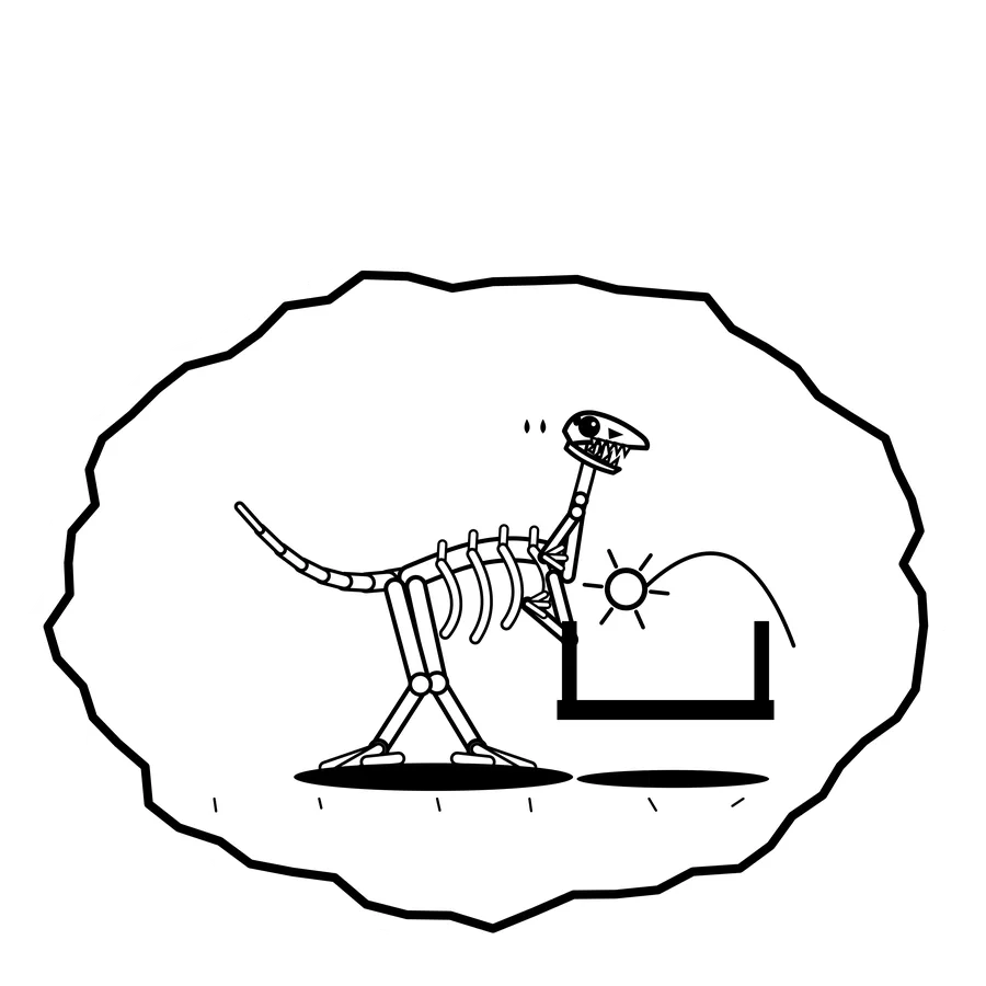 Pingpong rebound — Mishap dinosaur sticker, Extinction Fails collection