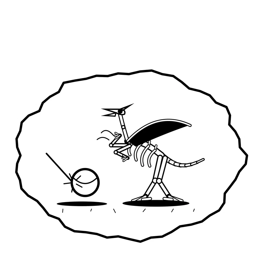 Curling stone return — Mishap dinosaur sticker, Extinction Fails collection