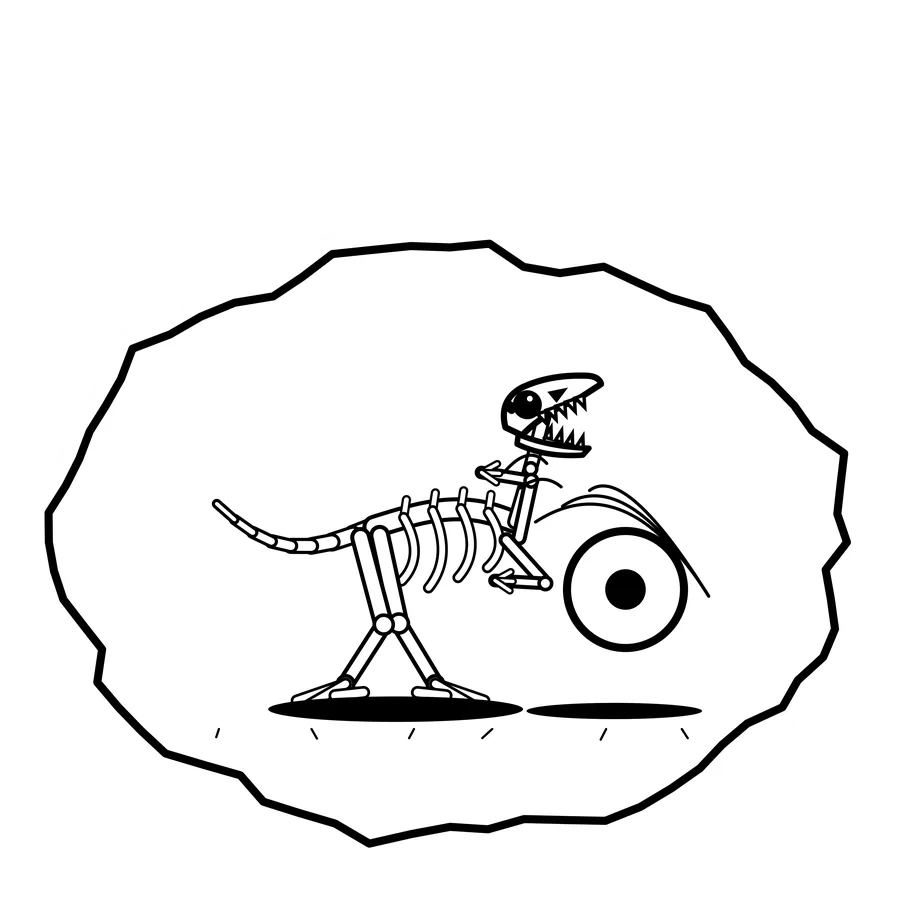 Discus return — Mishap dinosaur sticker, Extinction Fails collection