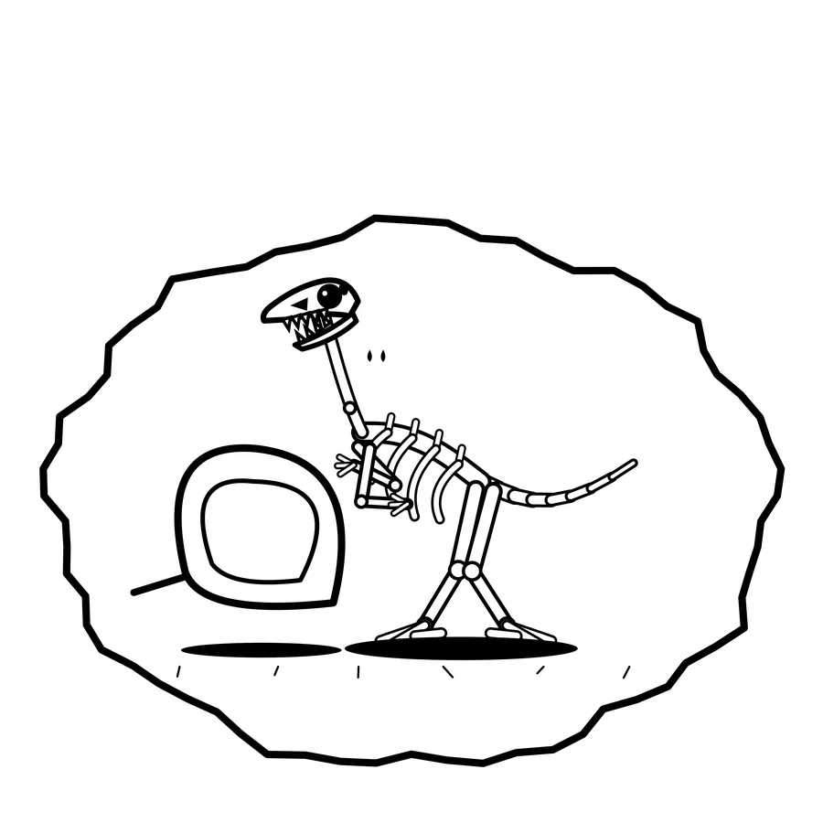 Snail shell ride — Mishap dinosaur sticker, Extinction Fails collection