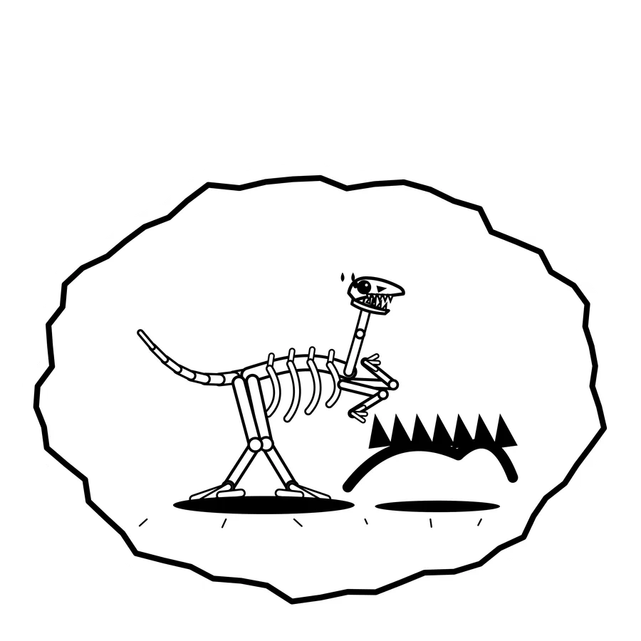 Fern root trip — Mishap dinosaur sticker, Extinction Fails collection
