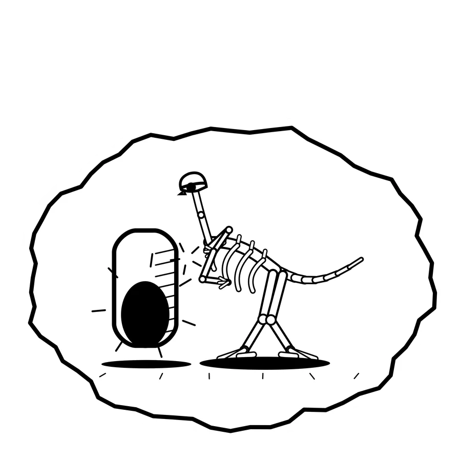 Hollow tree echo — Mishap dinosaur sticker, Extinction Fails collection