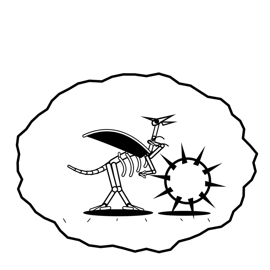 Tumbleweed chase — Mishap dinosaur sticker, Extinction Fails collection