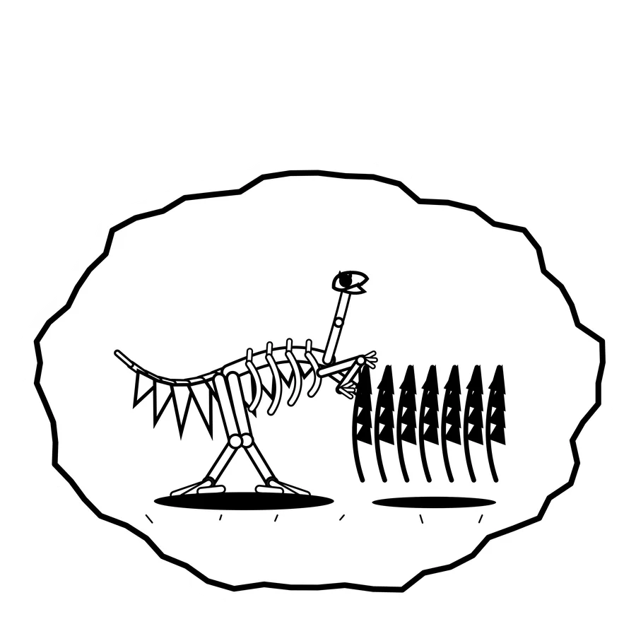 Nettles for a scarf — Mishap dinosaur sticker, Extinction Fails collection