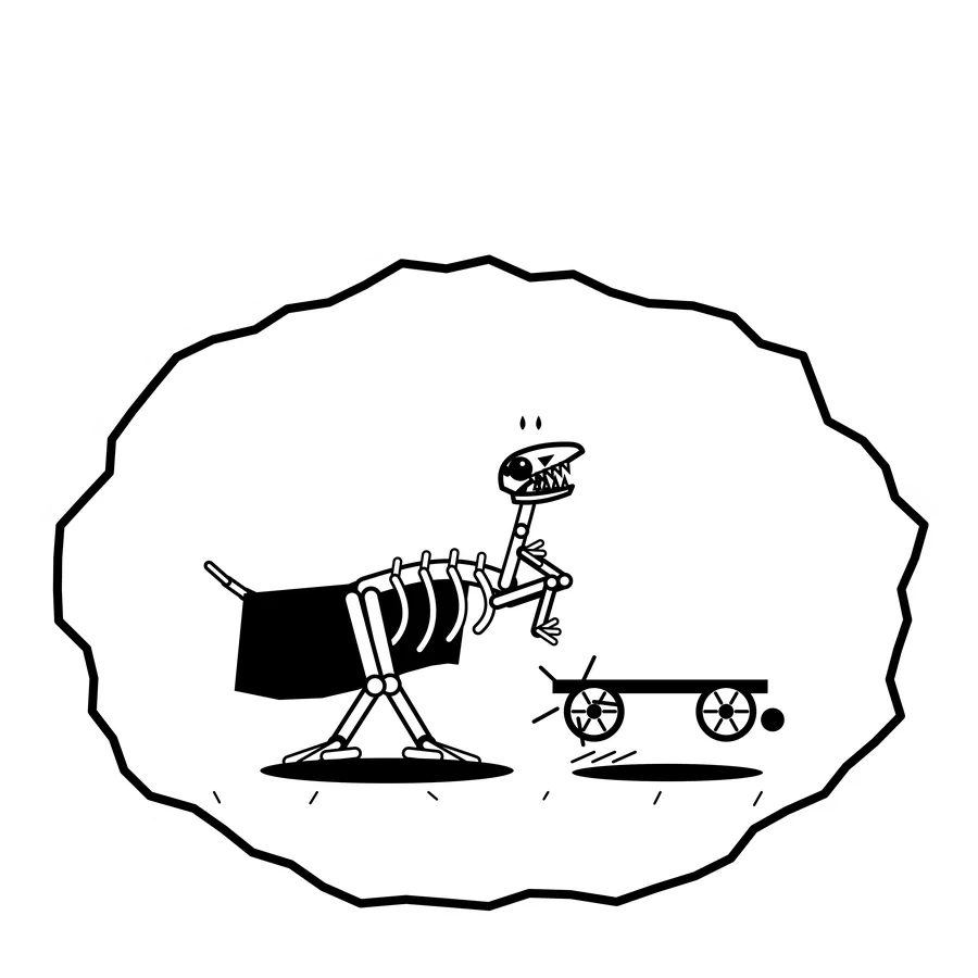 Roller skate pebble — Mishap dinosaur sticker, Extinction Fails collection