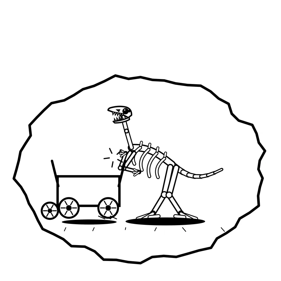 Pedal cart wheel — Mishap dinosaur sticker, Extinction Fails collection