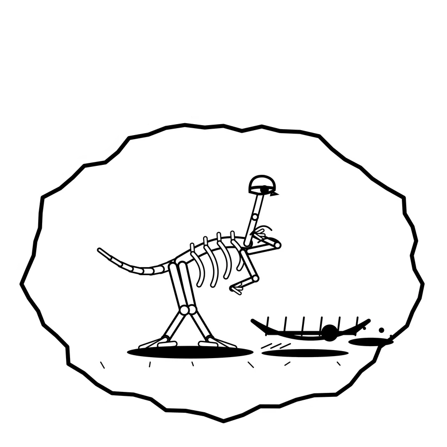 Raft with a hole — Mishap dinosaur sticker, Extinction Fails collection