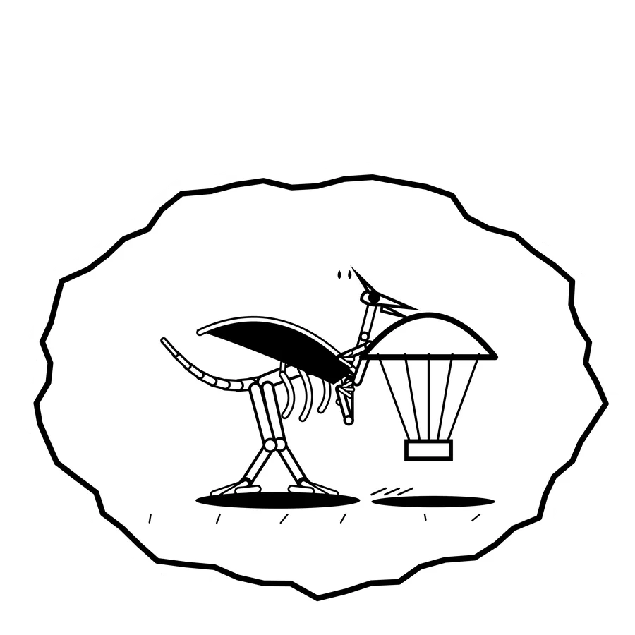 Pocket parachute — Mishap dinosaur sticker, Extinction Fails collection