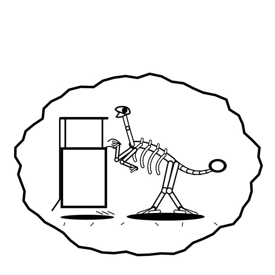 Elevator rope — Mishap dinosaur sticker, Extinction Fails collection