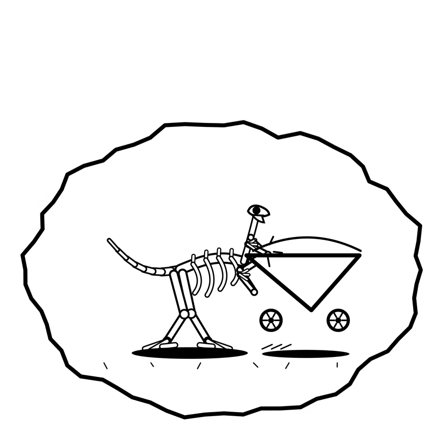 Pedal plane — Mishap dinosaur sticker, Extinction Fails collection