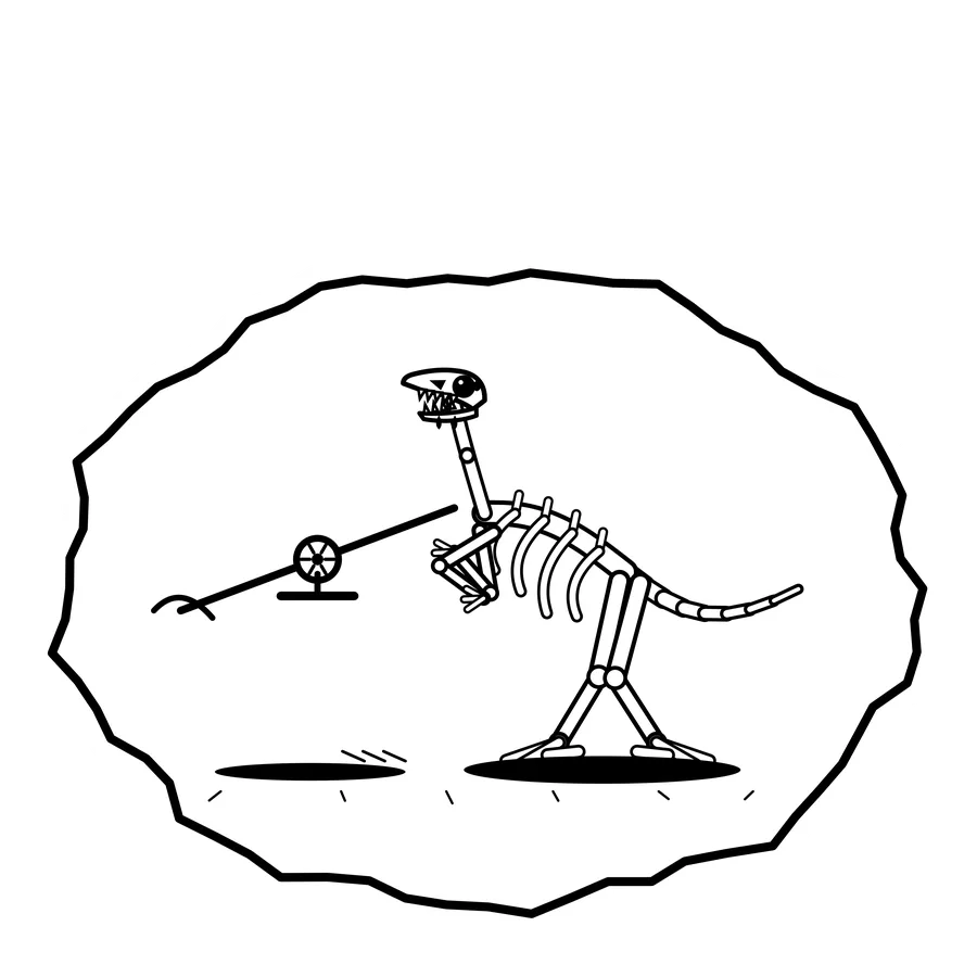 Zipline knot — Mishap dinosaur sticker, Extinction Fails collection