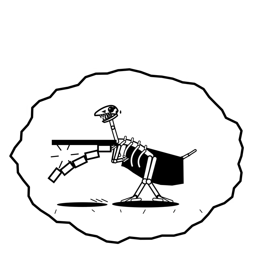 Roof tile domino — Mishap dinosaur sticker, Extinction Fails collection