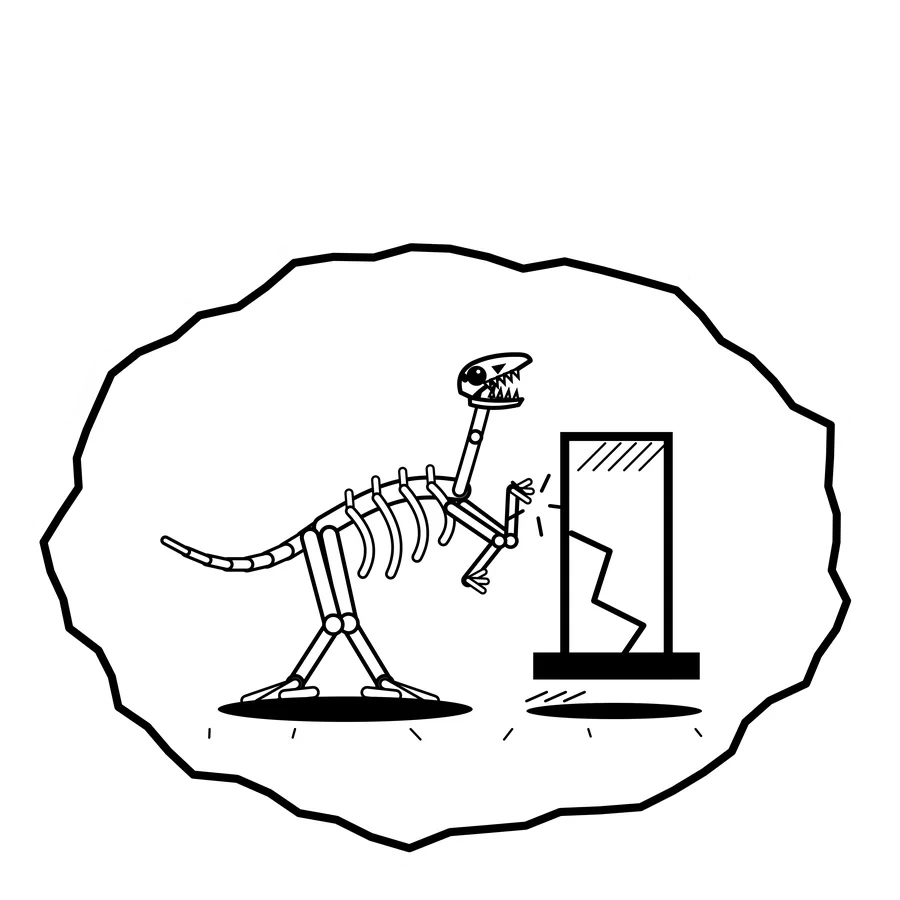 Cracked column — Mishap dinosaur sticker, Extinction Fails collection