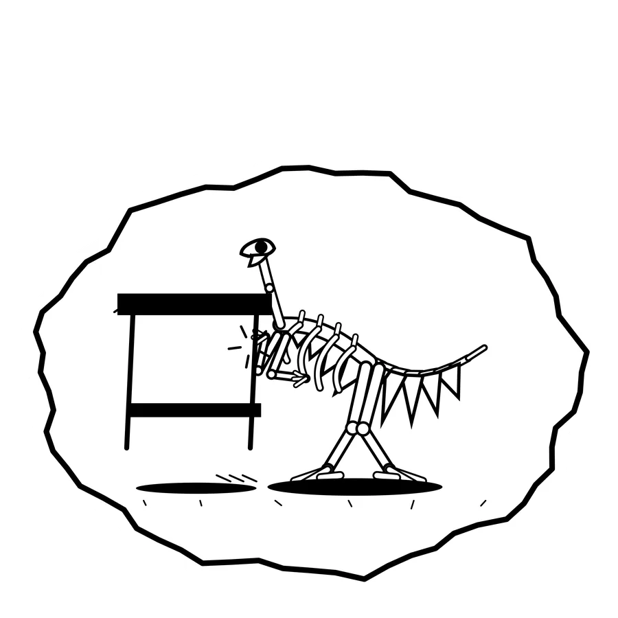 Lowering ceiling — Mishap dinosaur sticker, Extinction Fails collection