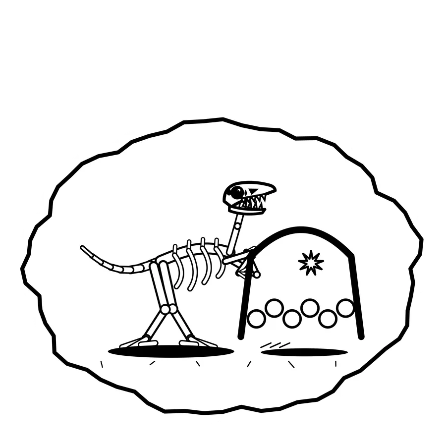Tunnel dig collapse — Mishap dinosaur sticker, Extinction Fails collection