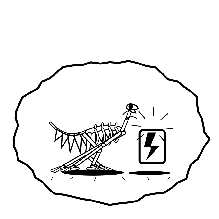 Lightning in a bottle — Mishap dinosaur sticker, Extinction Fails collection