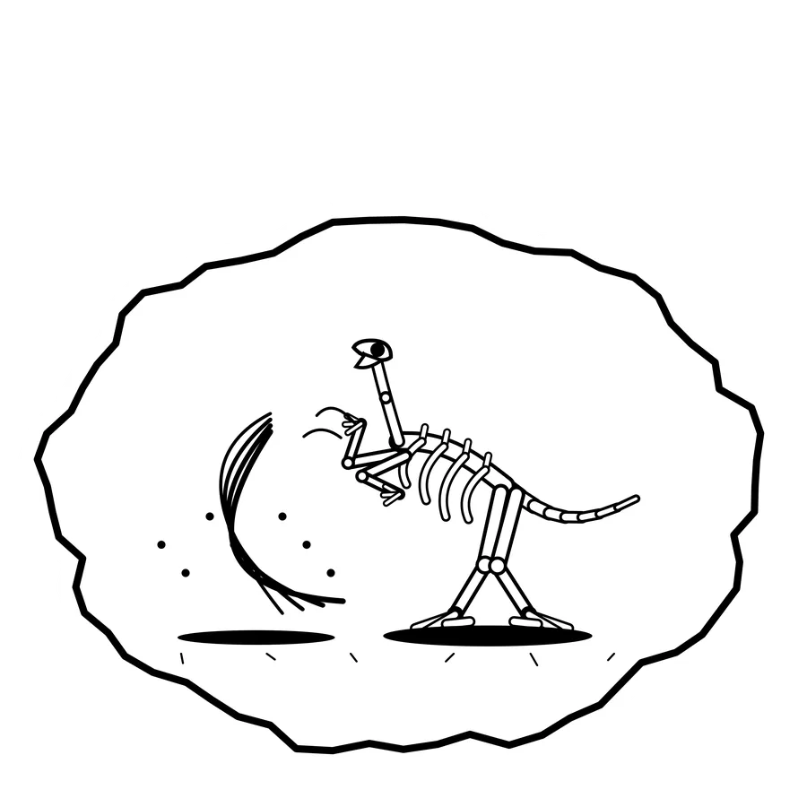 Dust devil ride — Mishap dinosaur sticker, Extinction Fails collection