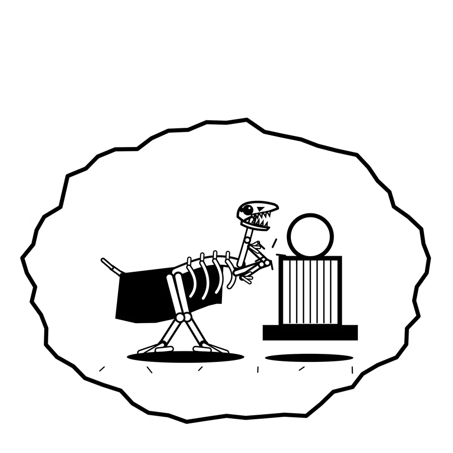 Idol plinth — Mishap dinosaur sticker, Extinction Fails collection