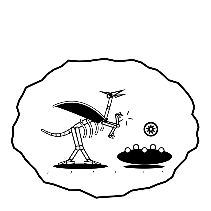Quicksand coin — Mishap dinosaur sticker, Extinction Fails collection